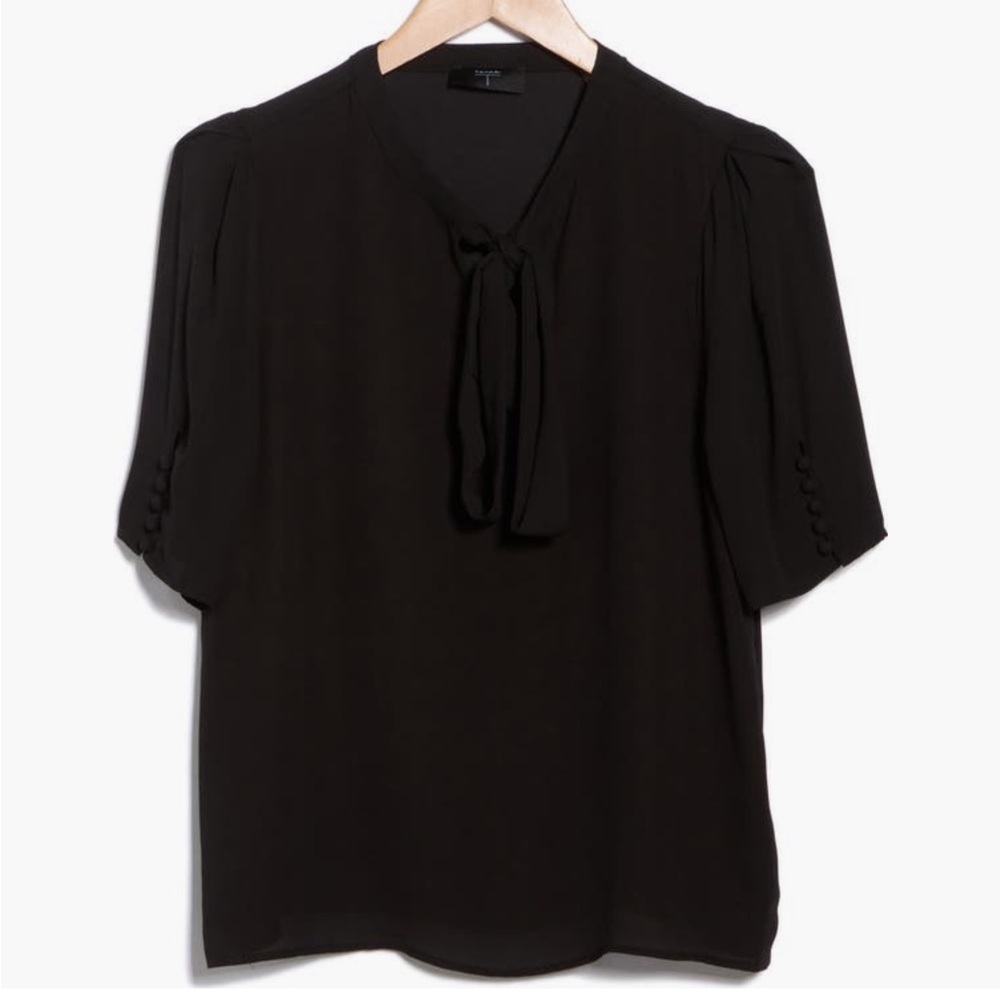 T TAHARI WOVEN TIE NECK BLOUSE NWT SIZE SMALL - Picture 3 of 3